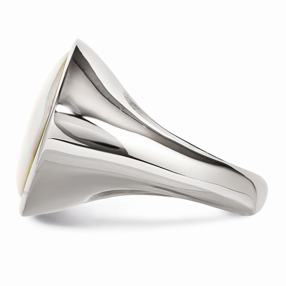 Chisel Stainless Steel Mother of Pearl Ring