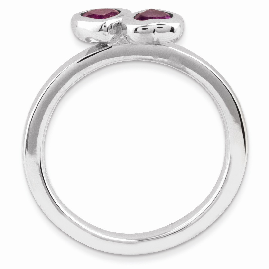 Stackable Expressions Sterling Silver Stackable Double Heart Rhodolite Garnet Ring