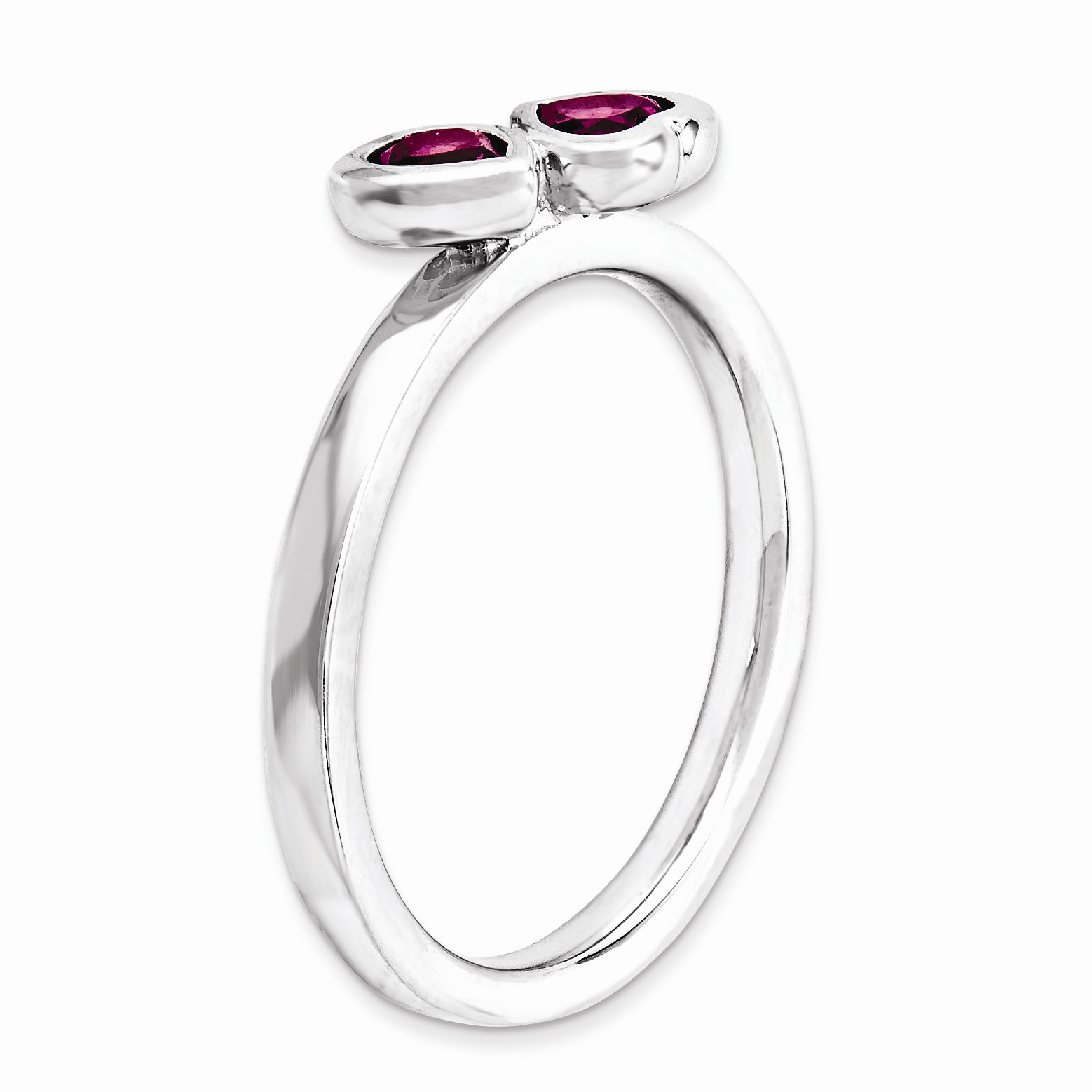 Stackable Expressions Sterling Silver Stackable Double Heart Rhodolite Garnet Ring