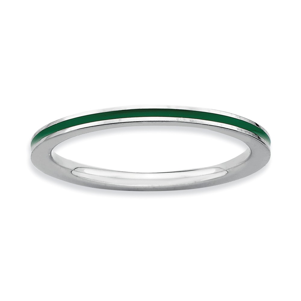 Stackable Expressions 1.5mm Sterling Silver Stackable Green Enameled Band