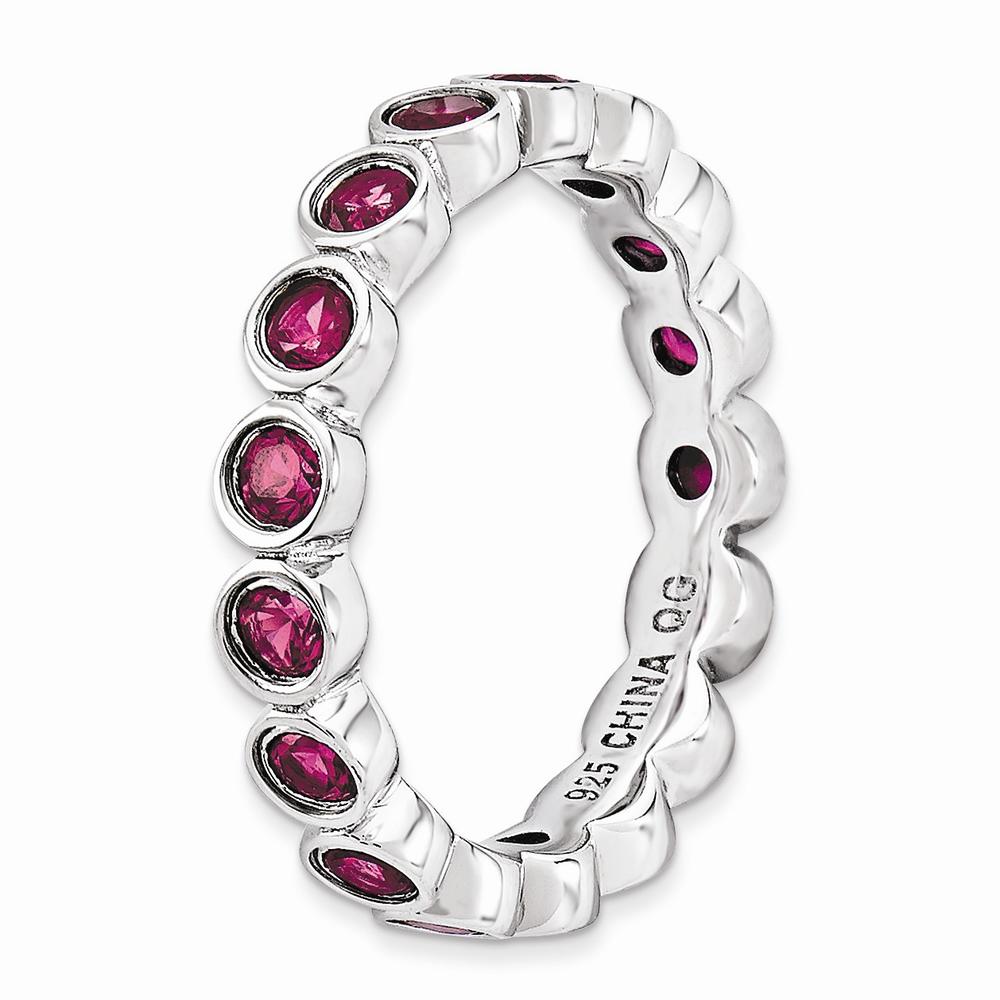 Stackable Expressions Sterling Silver Stackable Faceted Created Ruby 3.5mm Band