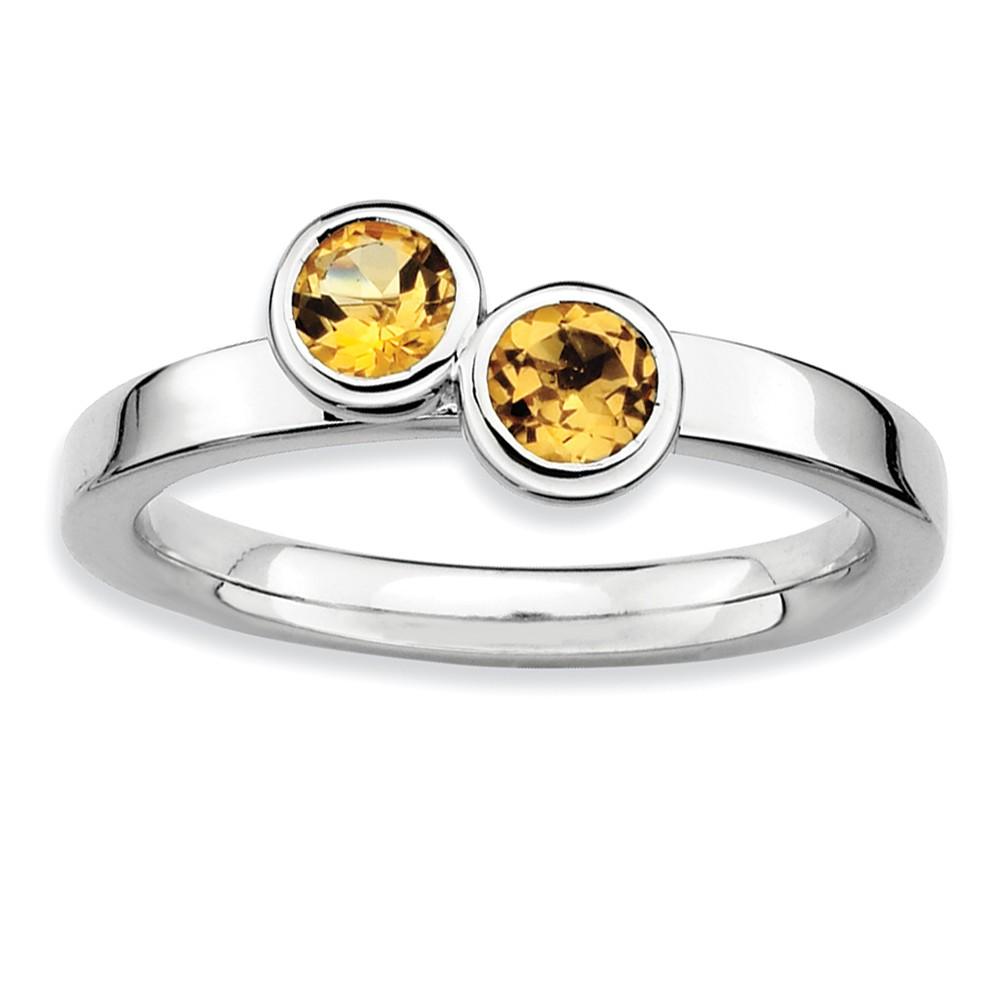 Stackable Expressions Silver Stackable Double Round Citrine Ring