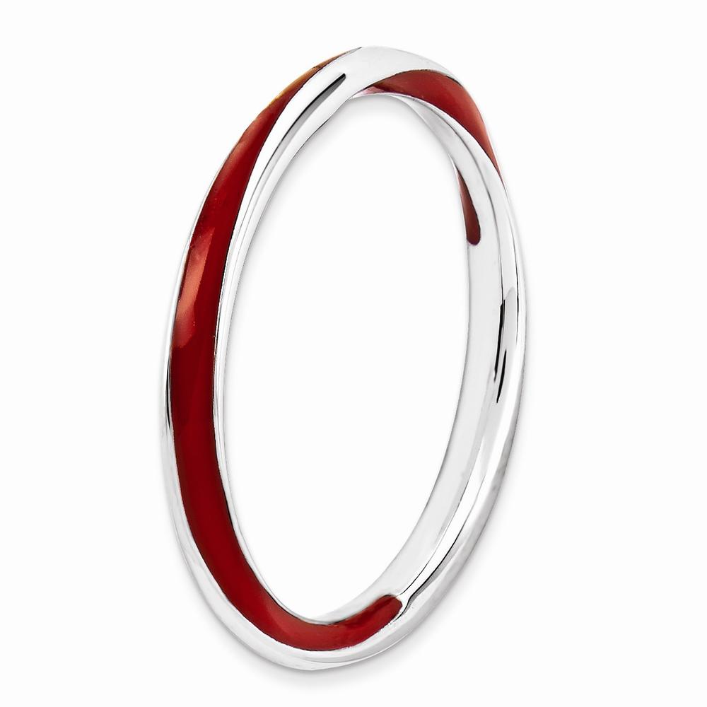 Stackable Expressions 2.5mm Silver Twisted Red Enameled Stackable Band