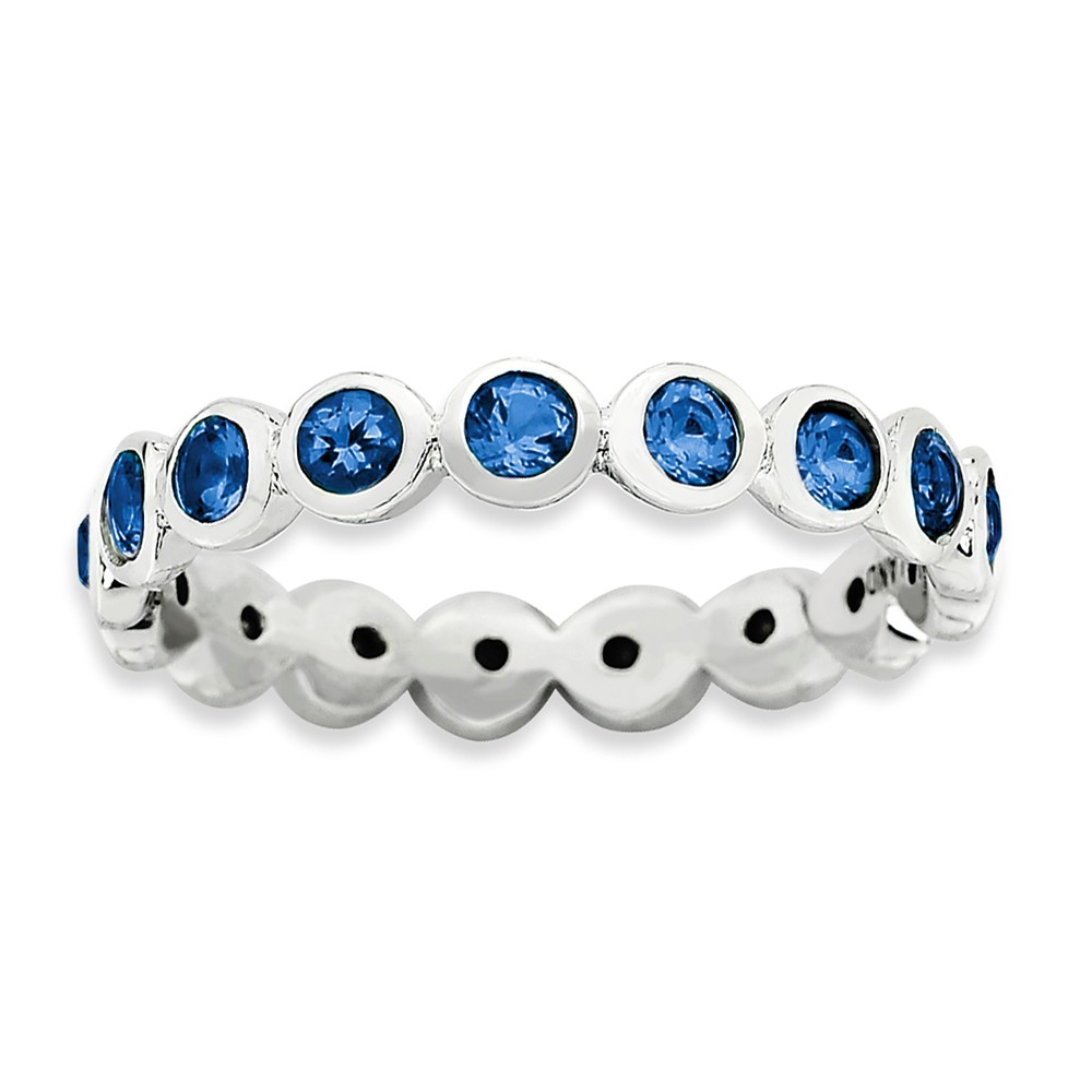 Stackable Expressions 3.5mm Sterling Silver with Dark Blue Crystals Stackable Band