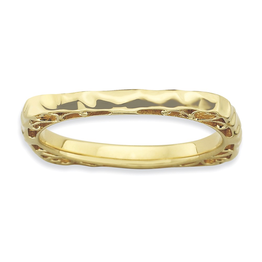 Stackable Expressions 2.25mm Stackable 14K Gold Plated Silver Square Hammered Band