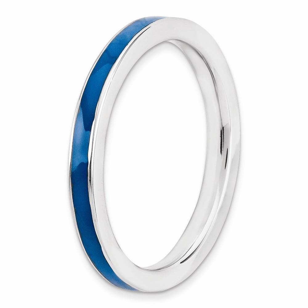 Stackable Expressions 2.25mm Sterling Silver Stackable Blue Enameled Band