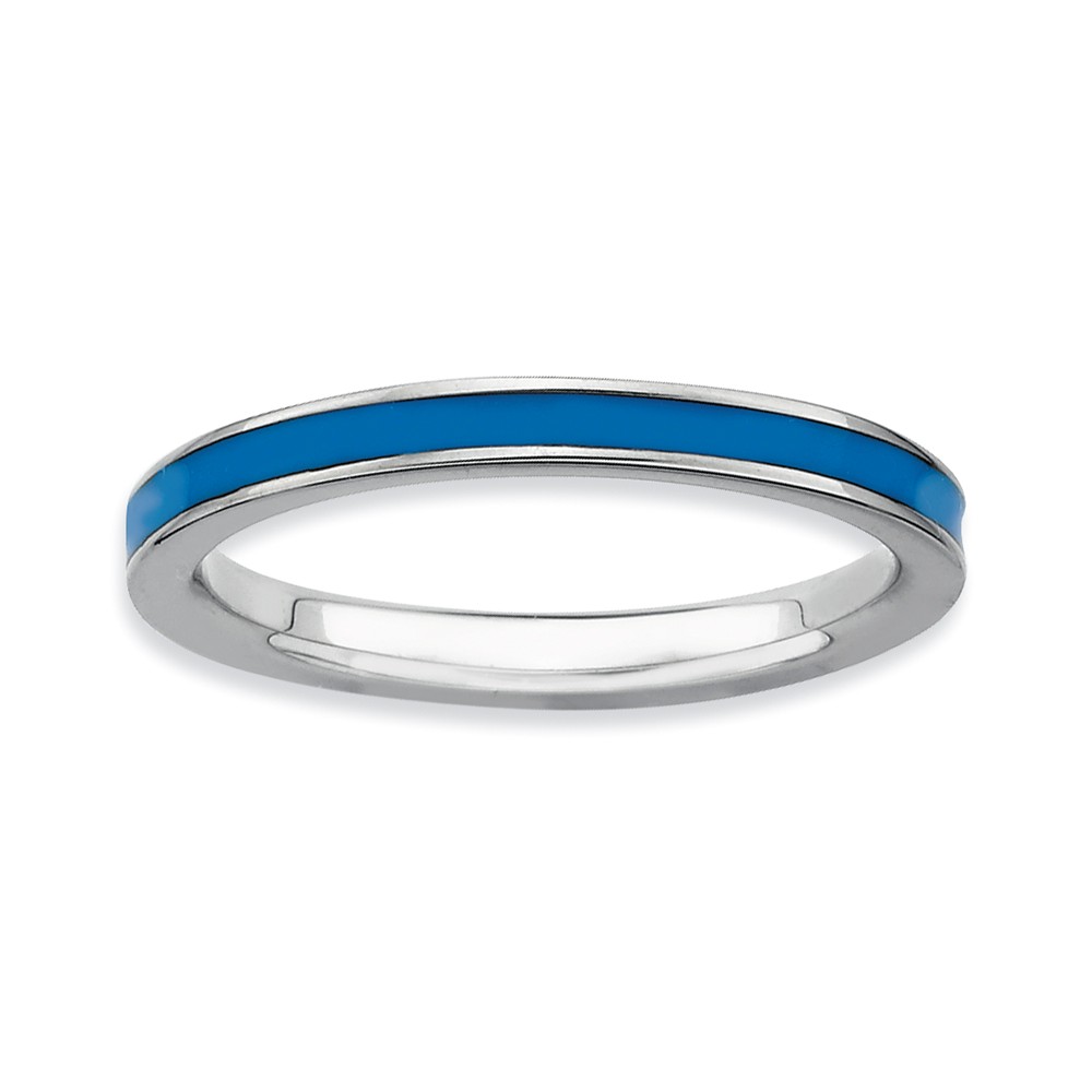 Stackable Expressions 2.25mm Sterling Silver Stackable Blue Enameled Band