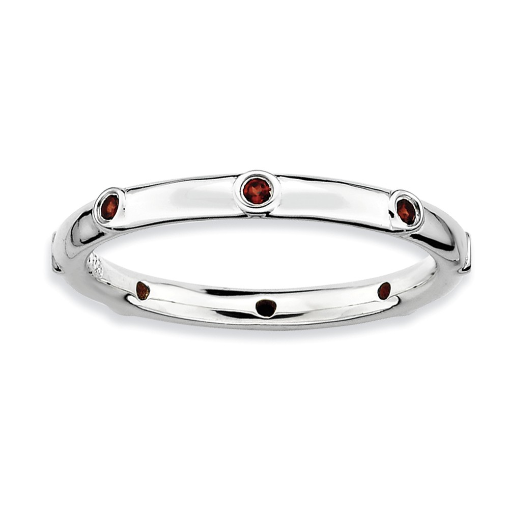 Stackable Expressions 2.25mm Sterling Silver and Garnet Accent Stackable Band