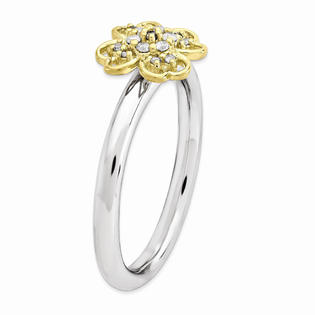 Stackable Expressions Sterling Silver & 14k YG-Plated .11 Ctw Diamond ...