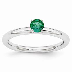 Stackable Expressions Rhodium Plated Sterling Silver Stackable 4mm Created Emerald Ring