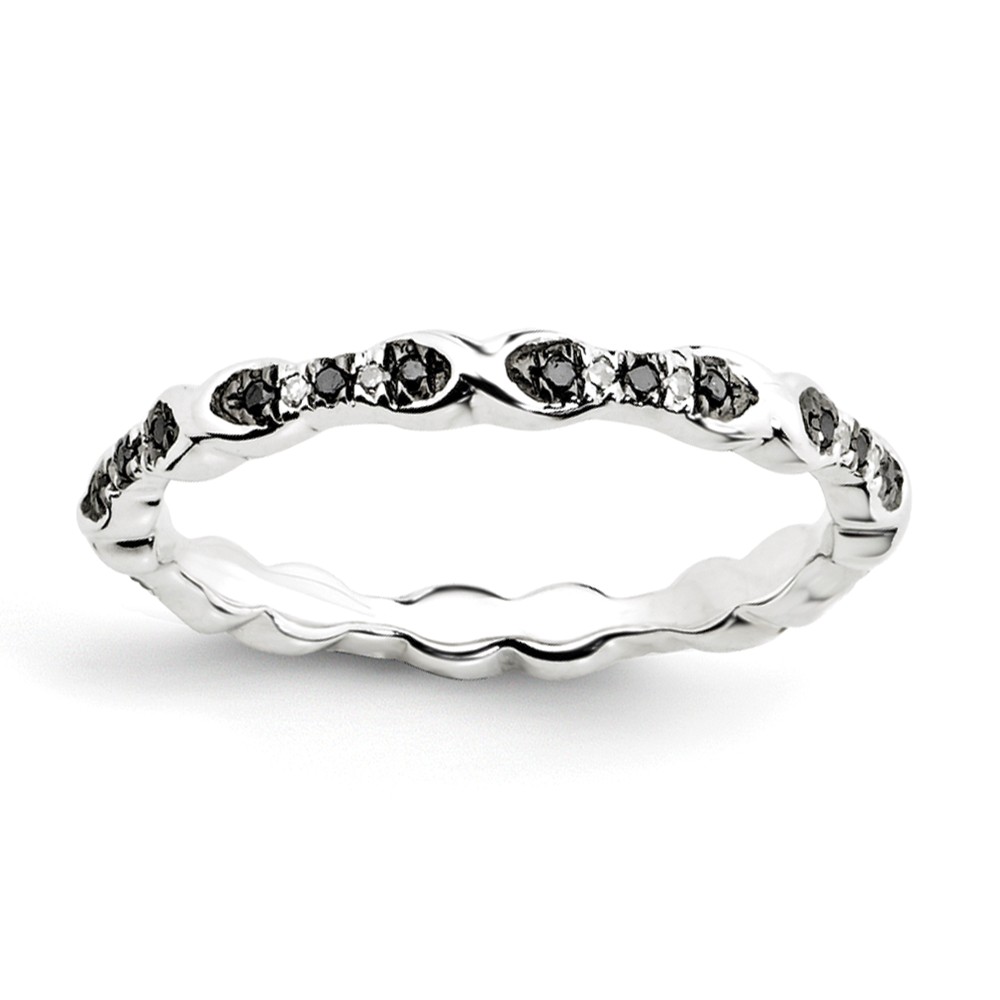 Stackable Expressions 2.5mm Sterling Silver Stackable 0.15Ctw H-I White & Black Diamond Band