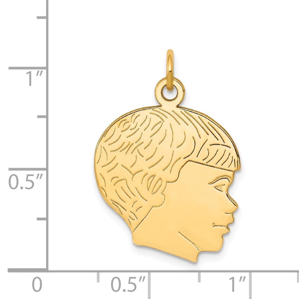Black Bow Jewelry Company 14k Yellow Gold Polished Boys Head Charm or Pendant, 16mm