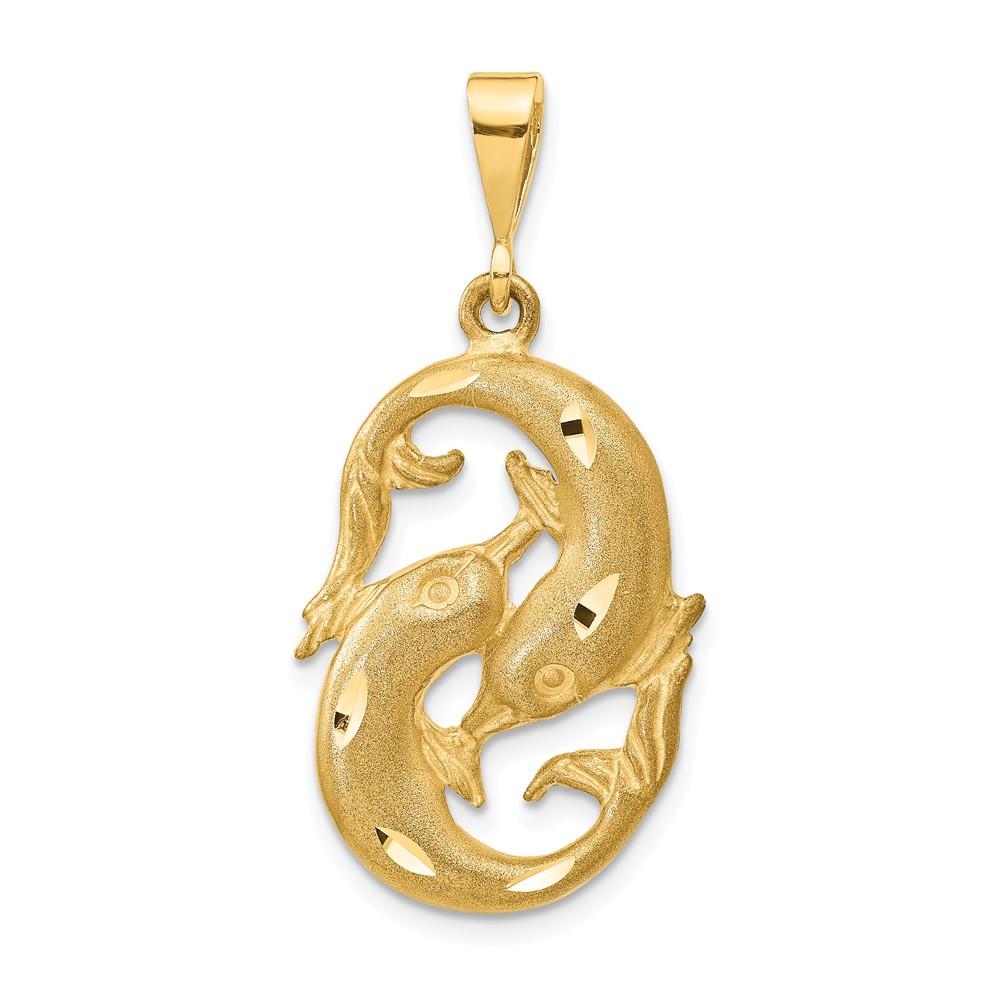 Black Bow Jewelry Company 14k Yellow Gold Large Pisces the Fish Zodiac Pendant