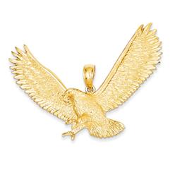Black Bow Jewelry Company 14k Yellow Gold Extra Large 3D Textured Eagle Pendant