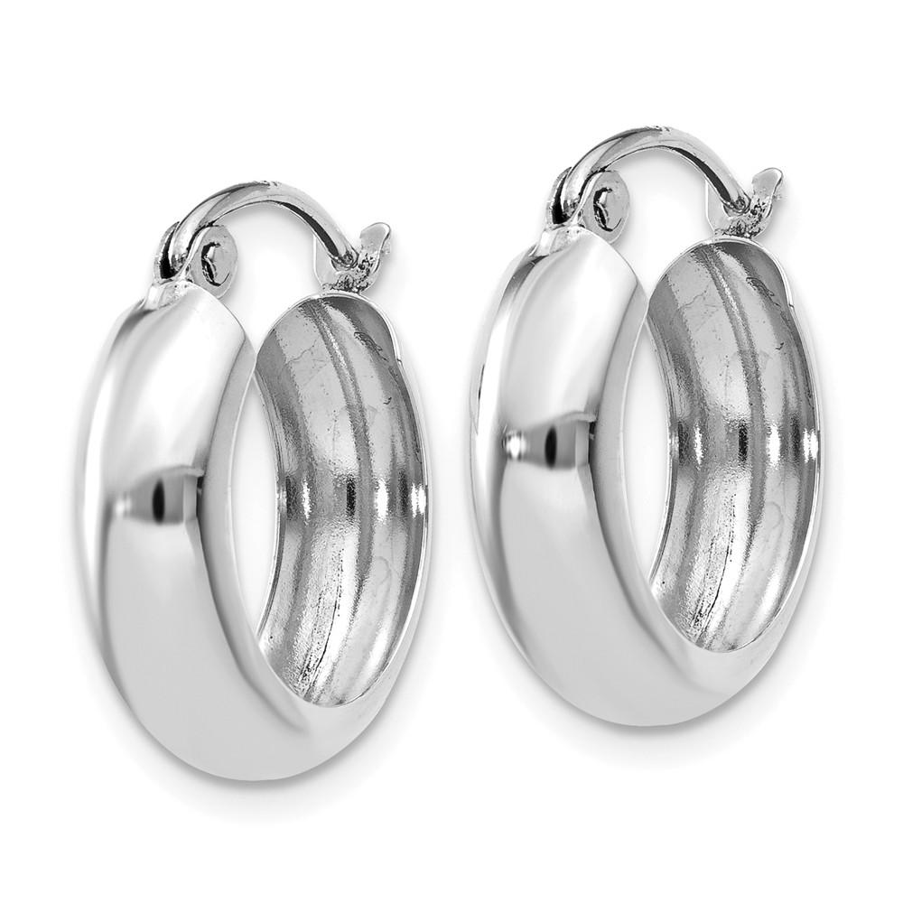 Black Bow Jewelry Company 4.75mm, 14k White Gold Half Round Hoop Earrings, 12mm (7/16 Inch)