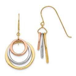 Black Bow Jewelry Company Tri-color Triple Circle Dangle Earrings in 14k Gold