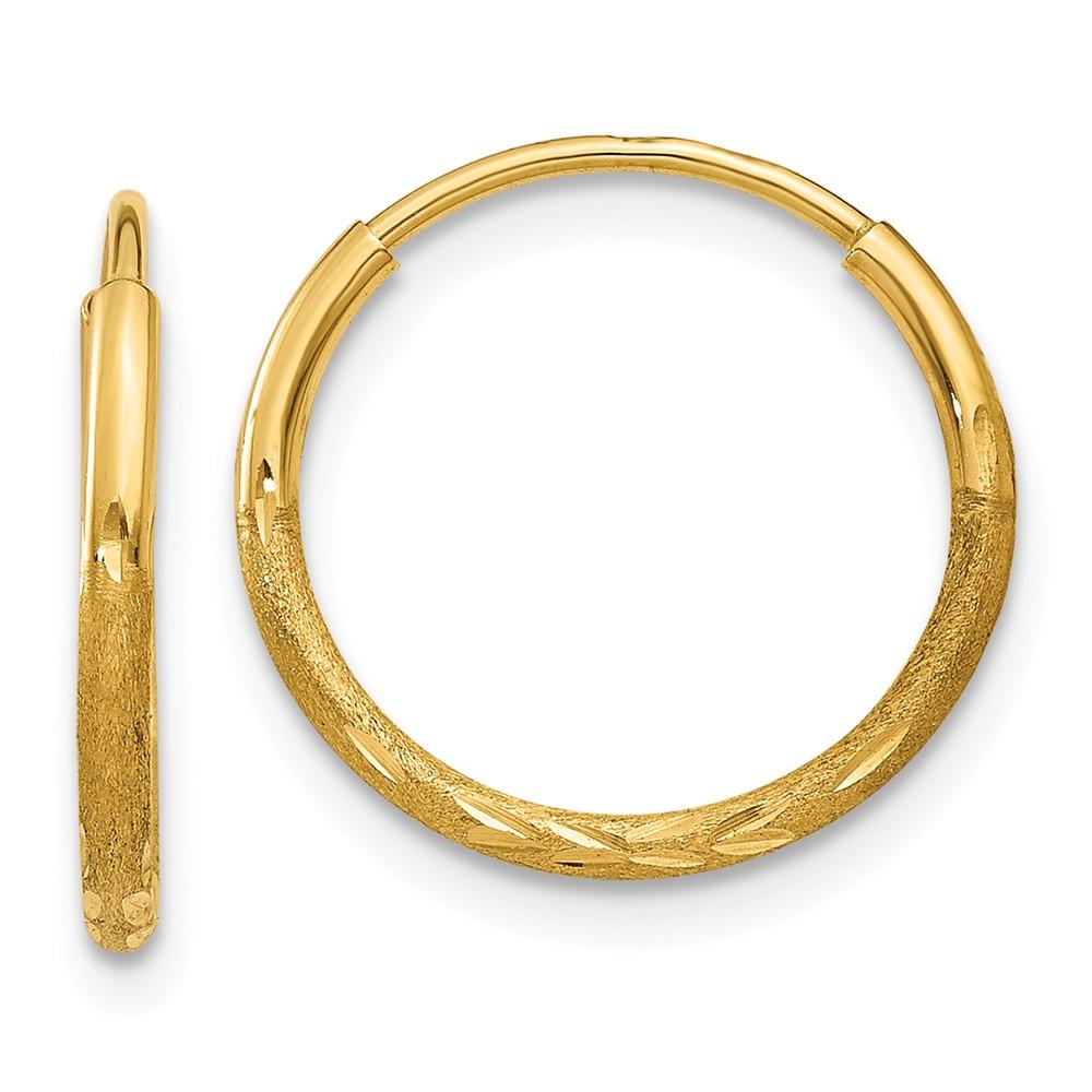 Black Bow Jewelry Company 1.25mm, 14k Gold, Diamond-cut Endless Hoops, 13mm (1/2 Inch)