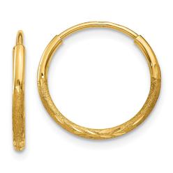 Black Bow Jewelry Company 1.25mm, 14k Gold, Diamond-cut Endless Hoops, 13mm (1/2 Inch)
