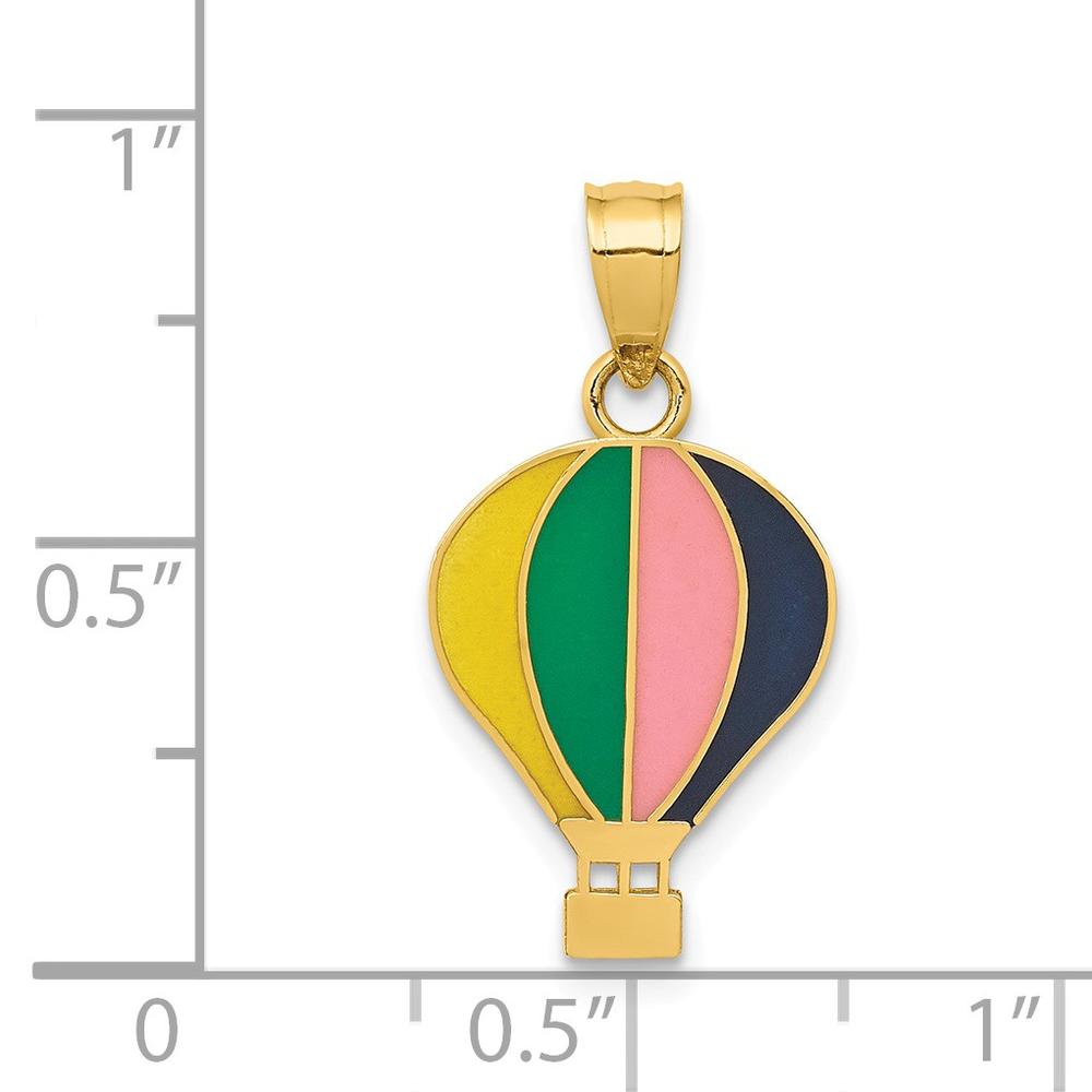 Black Bow Jewelry Company 14k Yellow Gold and Enamel Multi-Colored Hot Air Balloon Pendant