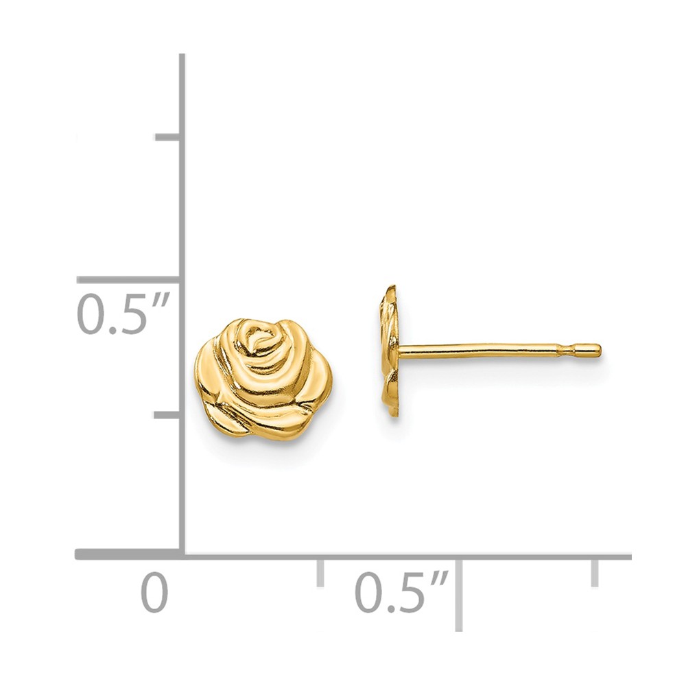 Black Bow Jewelry Company Kids 6mm Rose Bud Post Earrings in 14k Yellow Gold