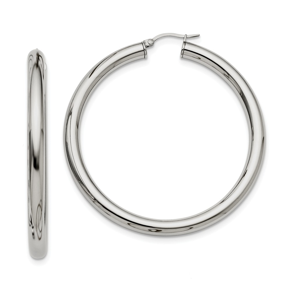 Black Bow Jewelry Company 5mm Stainless Steel Classic Round Hoop Earrings - 60mm (2 3/8 in)