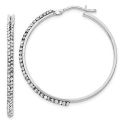 Black Bow Jewelry Company 2 x 33mm Round Hoop Earrings in 14k White Gold with Swarovski Crystals