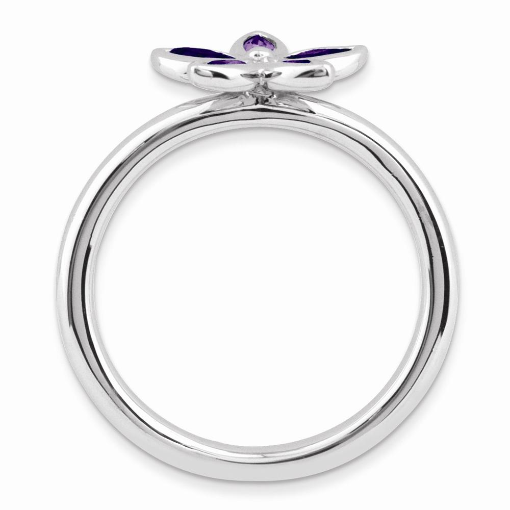 Stackable Expressions Sterling Silver & Amethyst Stackable 5 Marquise Stone Flower Ring