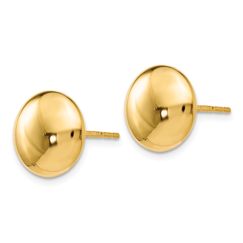 Black Bow Jewelry Company 11mm (7/16 Inch) 14k Yellow Gold Polished Button Post Earrings