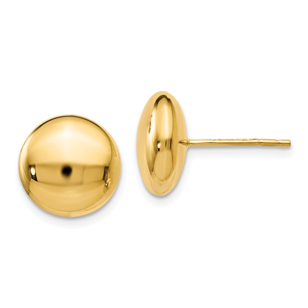 Black Bow Jewelry Company 11mm (7/16 Inch) 14k Yellow Gold Polished Button Post Earrings