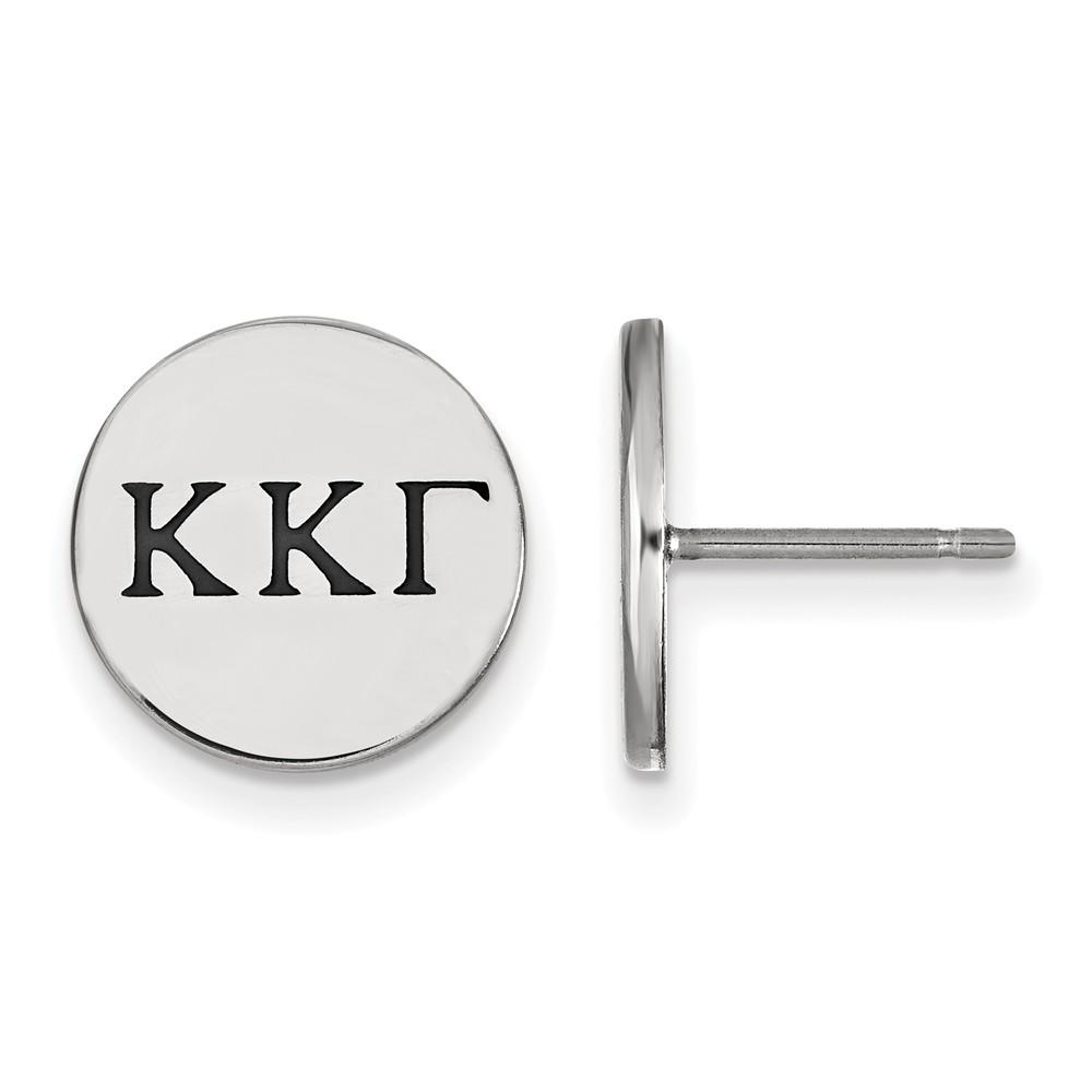 LogoArt Sterling Silver Kappa Kappa Gamma Black Enamel Greek Post Earrings