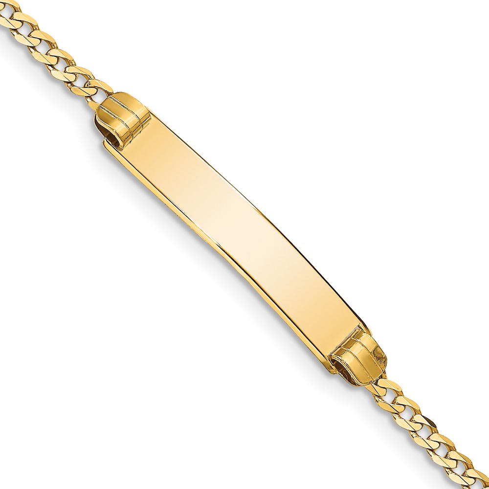 Black Bow Jewelry Company 14k Yellow Gold Curb Link I.D. Bracelet with Lobster Clasp - 7 Inch