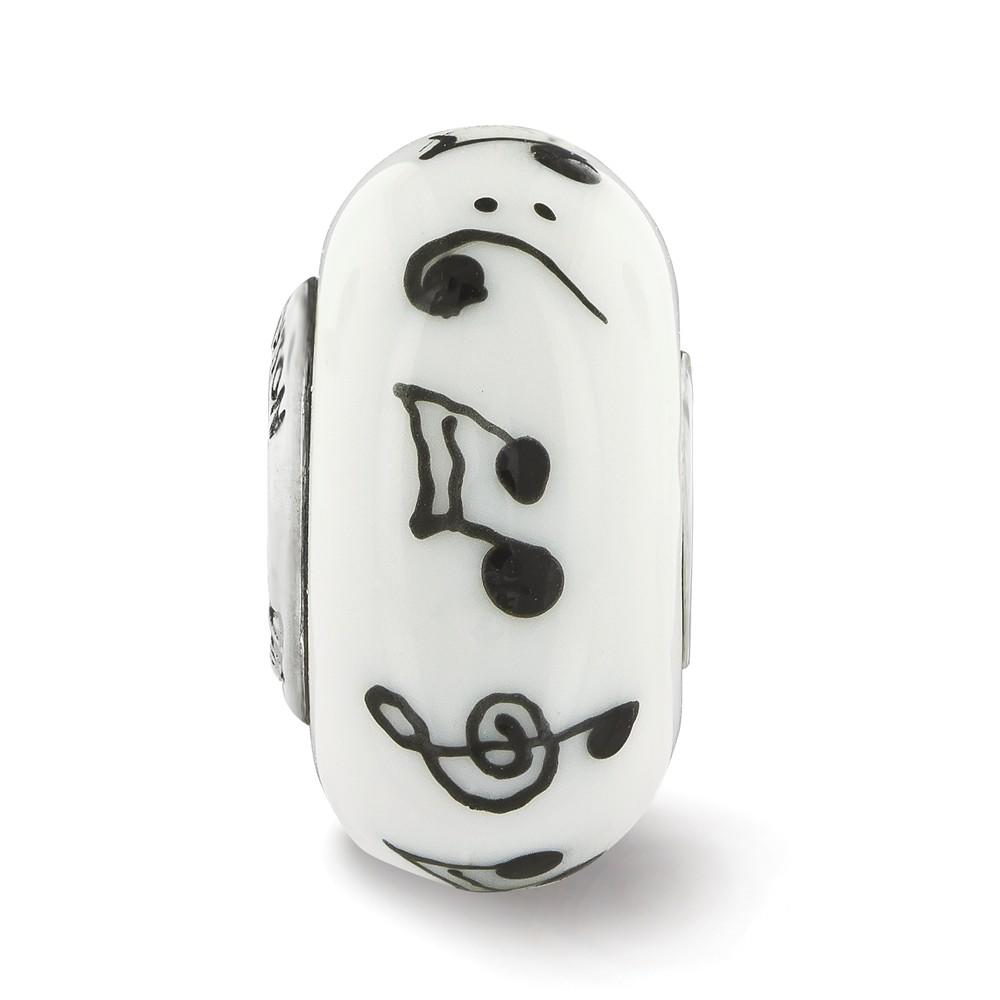 Fenton Glass Beads Fenton White Music Notes Glass & Sterling Silver Bead Charm