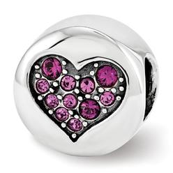 Black Bow Jewelry Company Sterling Silver with Swarovski Crystals Feb Heart Peace Bead Charm