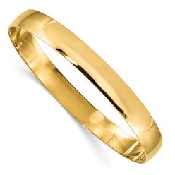 Black Bow Jewelry Company 8mm 14k Yellow Gold Solid Polished Half-Round Slip-On Bangle Bracelet