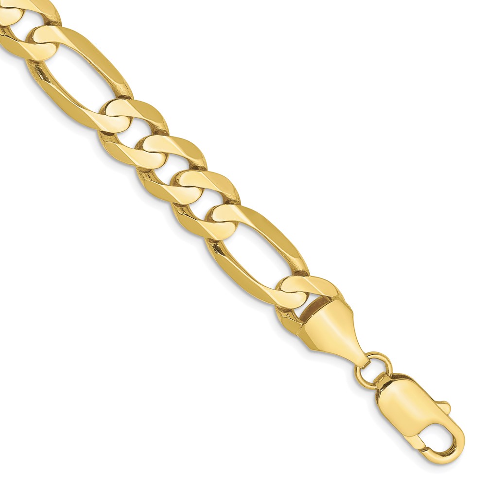 Black Bow Jewelry Company Men's 10k Yellow Gold 8.75mm Solid Figaro Chain Bracelet- 9 inch