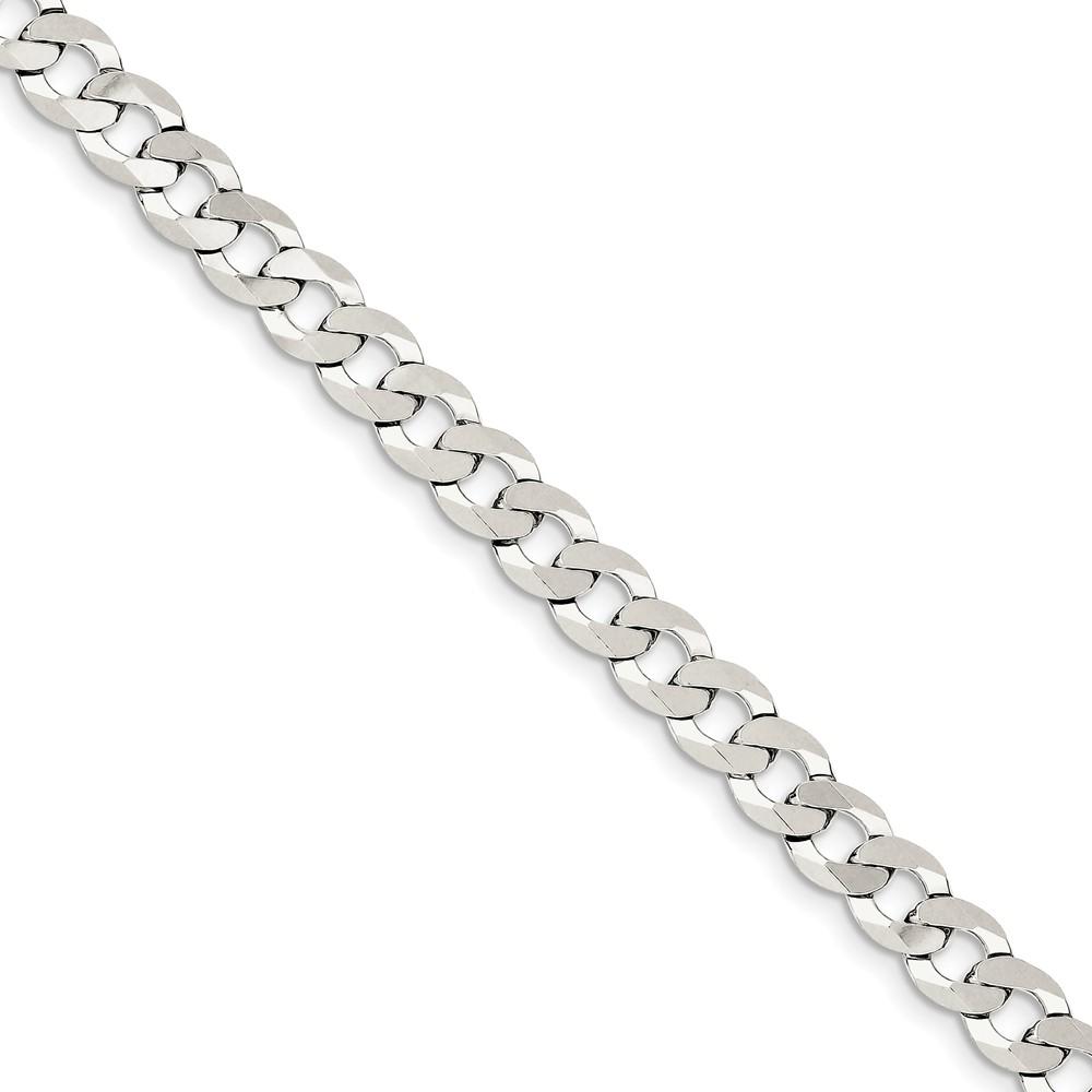 Black Bow Jewelry Company 6.8mm Sterling Silver Solid Flat Curb Chain Bracelet
