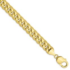 Black Bow Jewelry Company 9.3mm 10k Yellow Gold Hollow Miami Cuban (Curb) Chain Bracelet