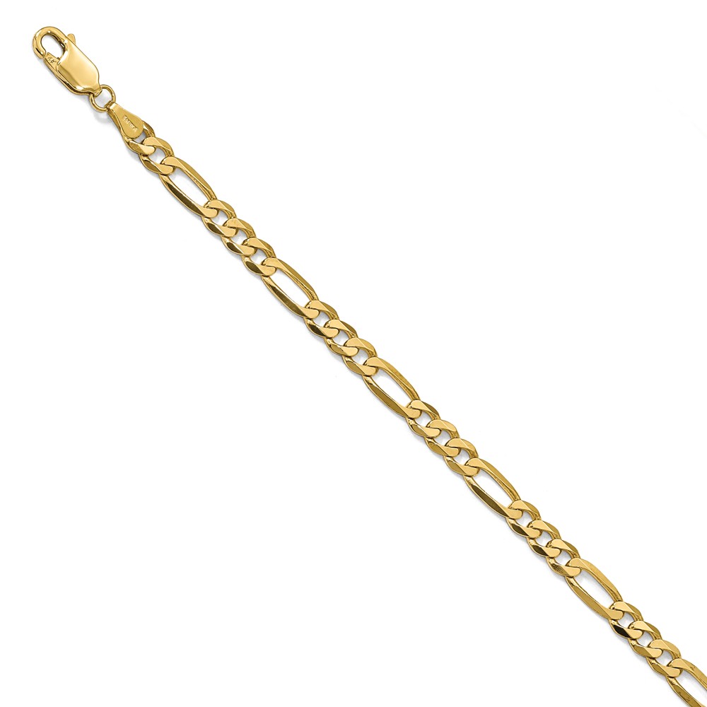 Black Bow Jewelry Company 4.75mm 14k Yellow Gold Flat Figaro Chain Bracelet