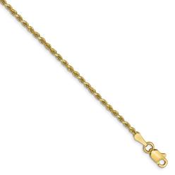 Black Bow Jewelry Company 1.75mm 10k Yellow Gold Diamond Cut Solid Rope Chain Bracelet & Anklet
