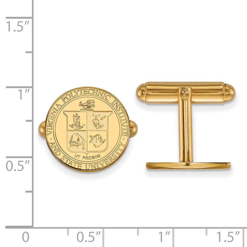 LogoArt 14k Gold Plated Silver Virginia Tech Crest Cuff Links