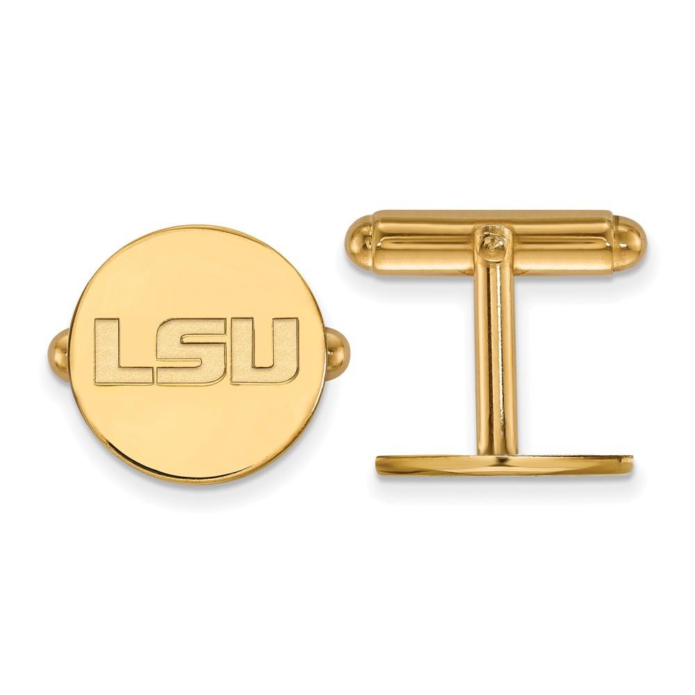 LogoArt 14k Gold Plated Silver Louisiana State University Cuff Links