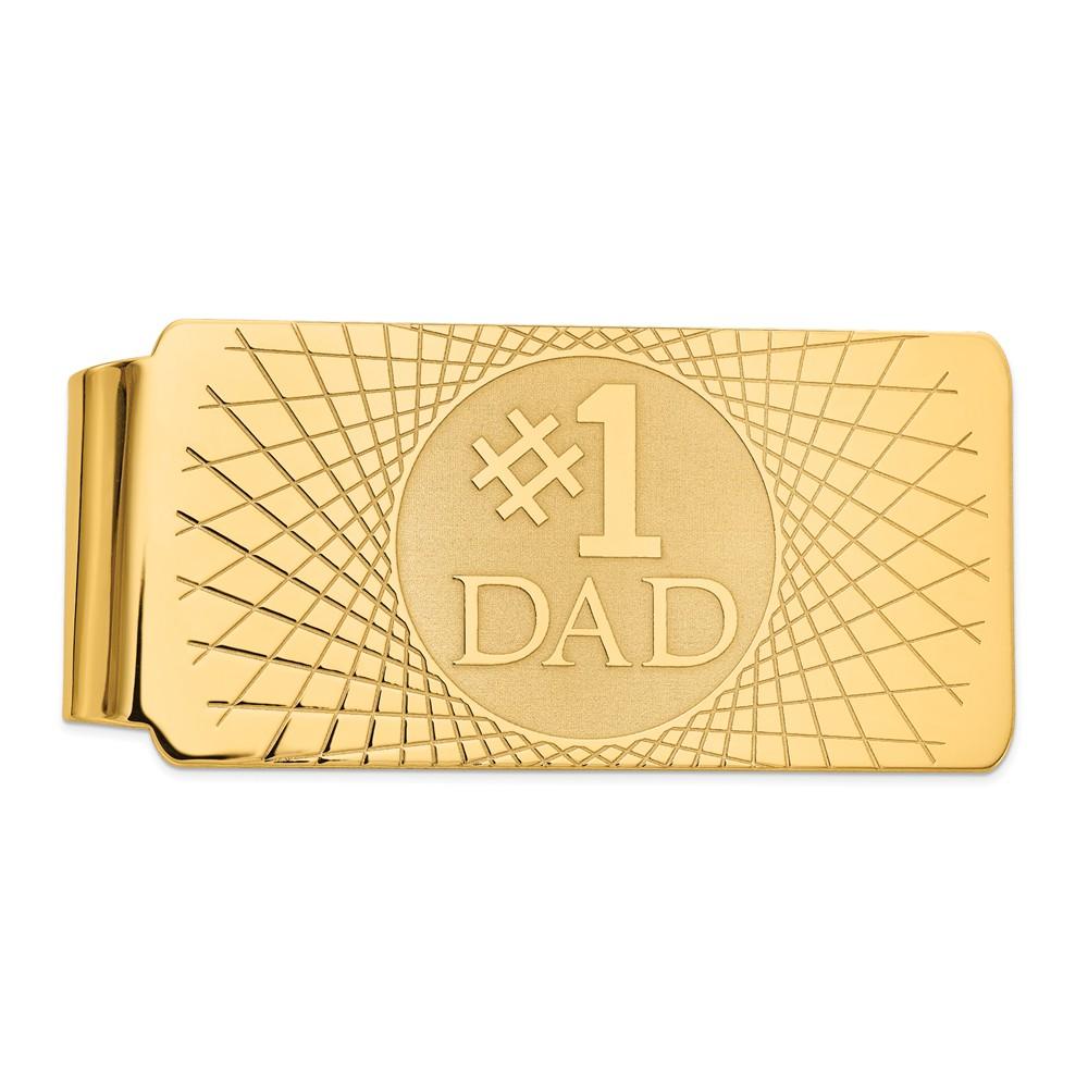 Black Bow Jewelry Company Men's 14k Yellow Gold #1 Dad Fold-Over Money Clip