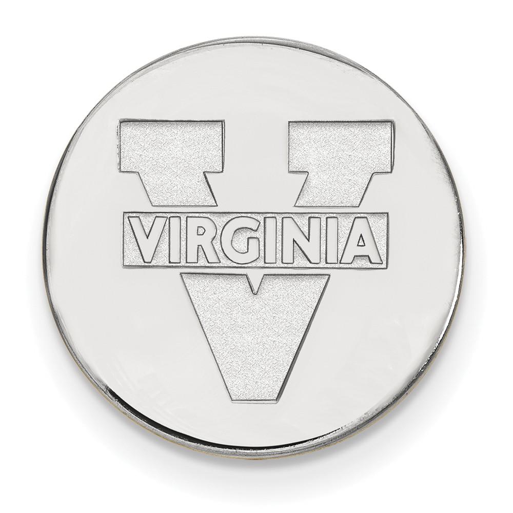 LogoArt Sterling Silver U of Virginia Black Leather Logo Key Chain