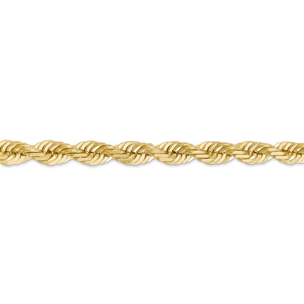 Black Bow Jewelry Company Men's 7mm, 14k Yellow Gold, Diamond Cut Solid Rope Chain Necklace