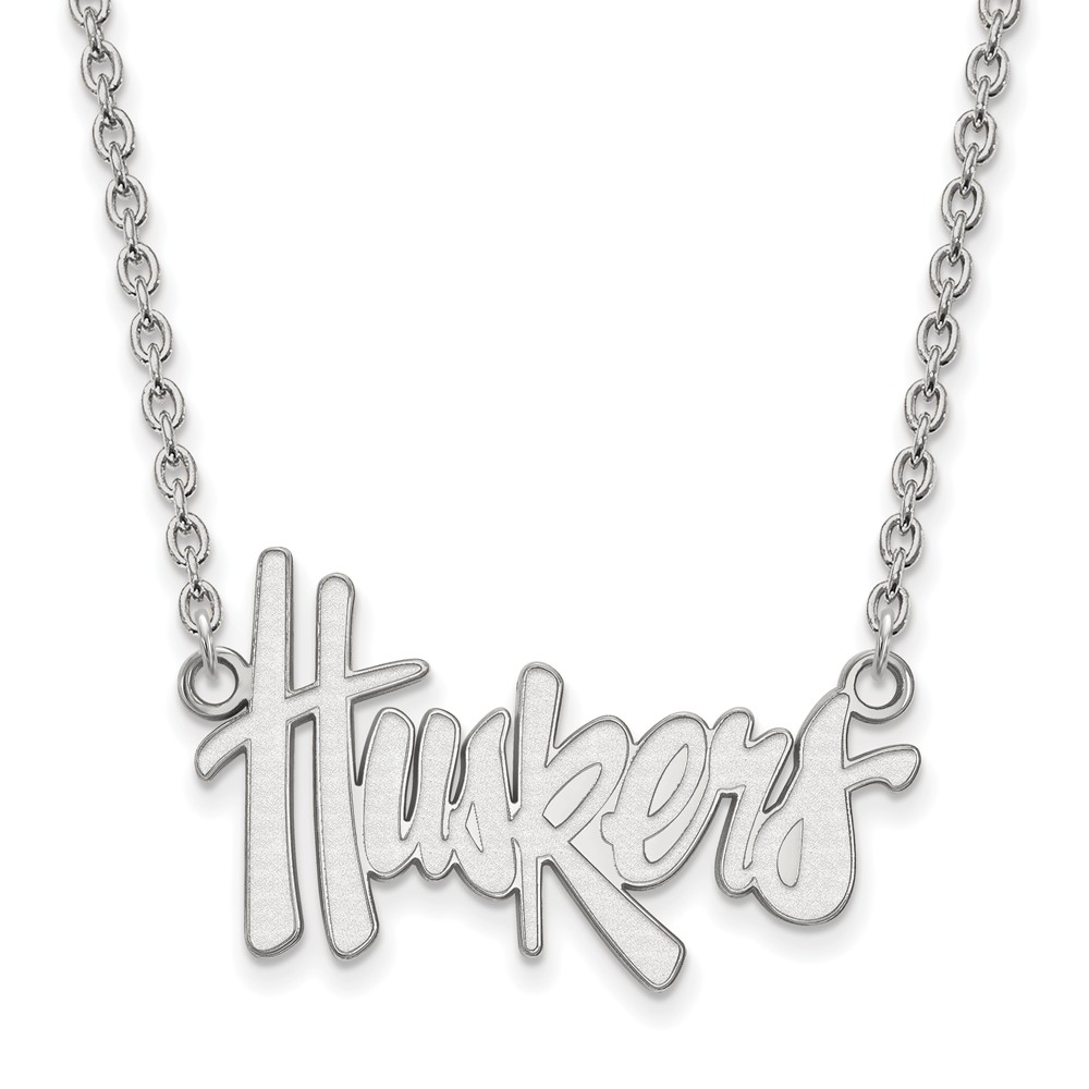 LogoArt Nebraska Large (3/4 Inch) Pendant w/ Necklace (Sterling Silver)