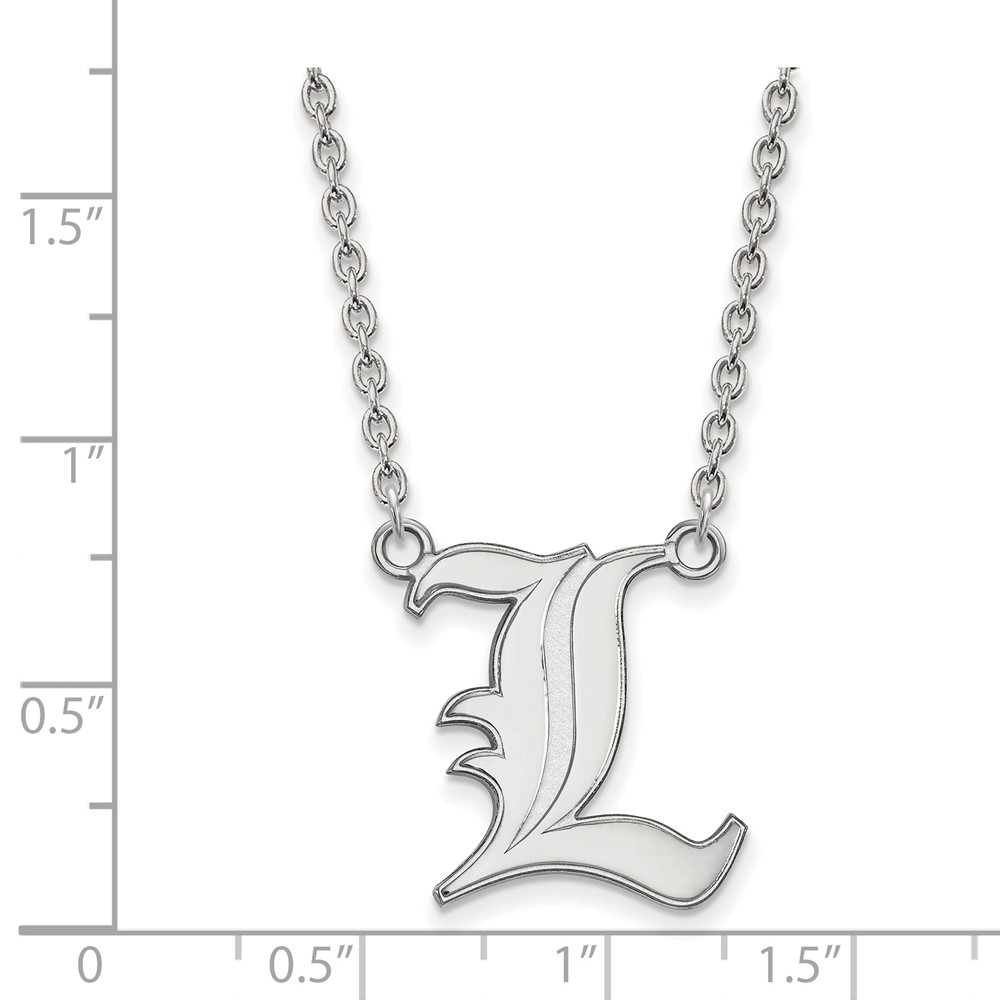 LogoArt Sterling Silver U of Louisville Large Script 'L' Pendant Necklace