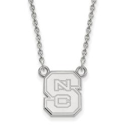 LogoArt NC State Small (1/2 Inch) Pendant w/Necklace (Sterling Silver)