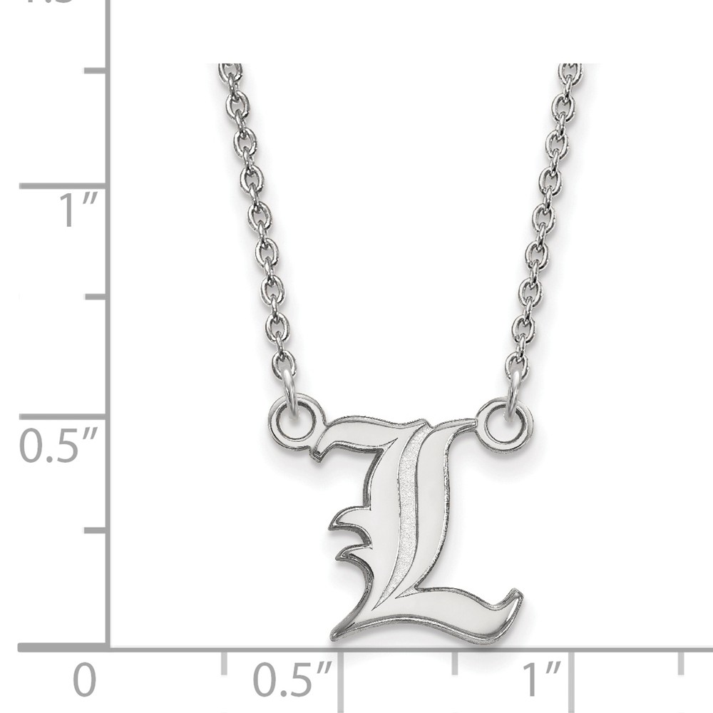 LogoArt Sterling Silver U of Louisville Small Script 'L' Pendant Necklace
