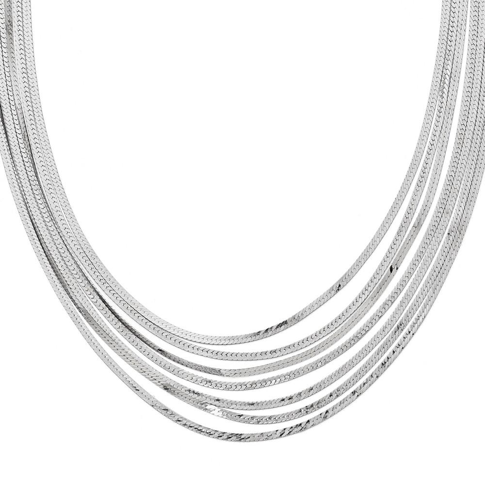 Black Bow Jewelry Company Seven Strand Herringbone Necklace in Sterling Silver, 17 Inch