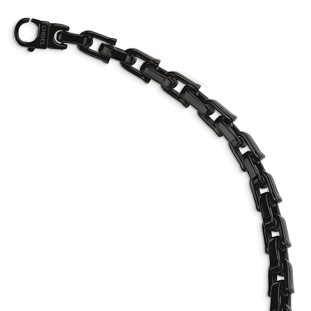 Chisel Men's Stainless Steel Black Shackle Link Chain Necklace, 20 Inch